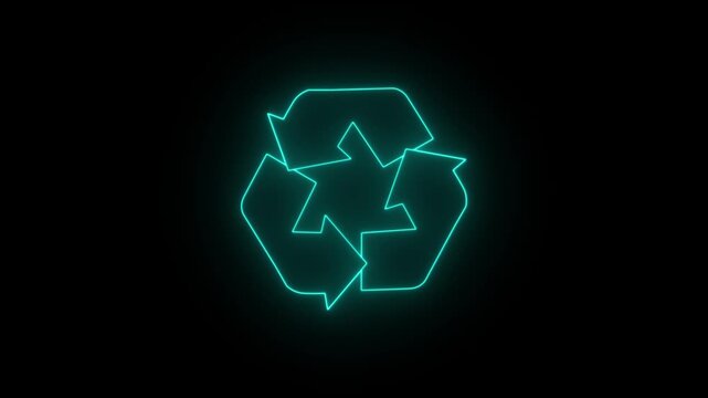 Sustainable future symbolized by sleek, modern recycle icon representing environmental responsibility and eco-friendly practices symbol animation on a black background
