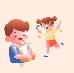 Obraz premium Vector illustration of children's entertainment and leisure lifestyle on Children's Day