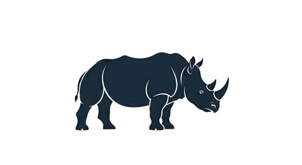Fototapeta premium Silhouette of a rhinoceros against a plain white background isolated