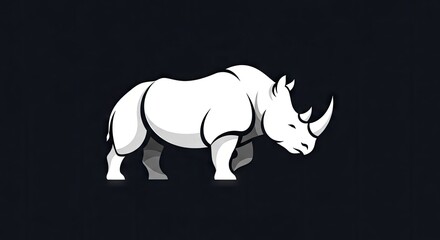 Obraz premium White rhino silhouette on dark background animal symbolism and design