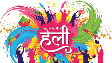 Obraz premium People celebrate Holi with colorful powders in joyful festival event