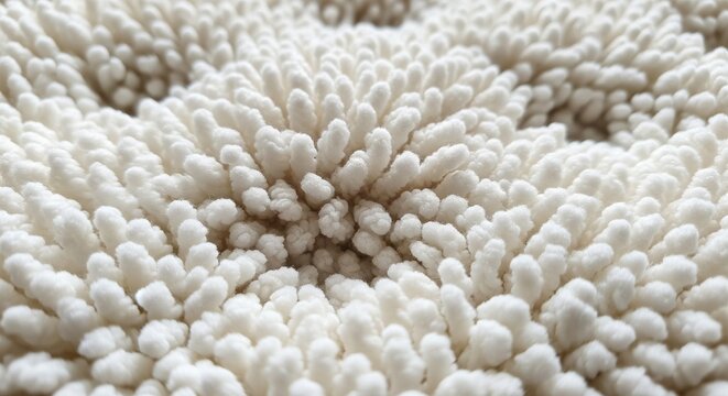 Extremely close-up of a soft, white shaggy microfiber material with deep pile.