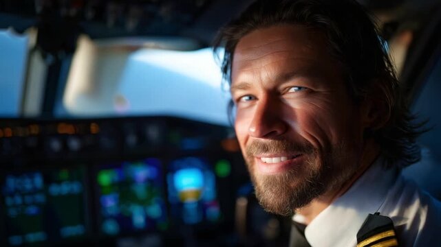 Pilot in Cockpit: Capturing the Essence of Flight and Leadership Through the Eyes of a Dedicated Aviator as He Prepares for Takeoff and Navigation Challenges.