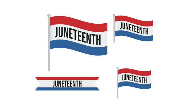 Celebratory juneteenth flags and banner illustration