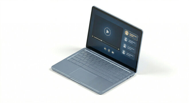 online Education Icon  -  Laptop with white background