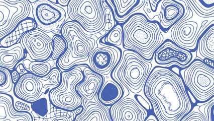 Fototapeta premium Abstract topographic map vector background, blue contour lines on white, organic wavy pattern for cartography and geographic design projects