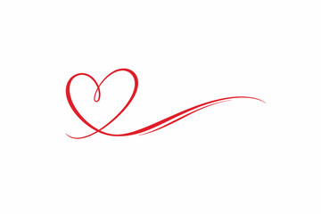 Fototapeta premium A beautiful red heart symbol with flowing lines on a white background