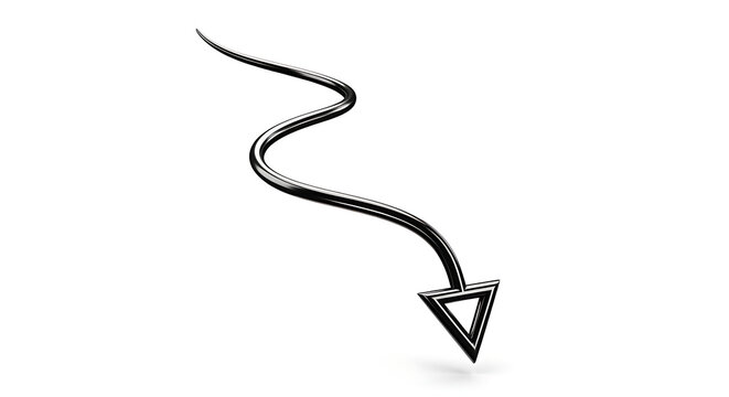 Twisted black arrow pointing down with a single black arrow with a twisted