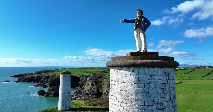 Metalman drone closeup well known tourist attraction in Tramore Waterford Ireland epic locations