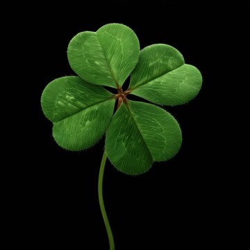 Un tr?bol de cuatro hojas emerge de la oscuridad, s?mbolo de buena suerte y esperanza.