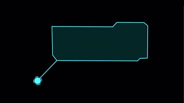 Callout box animation. Futuristic HUD label pointer with connecting line and highlight frame on dark background