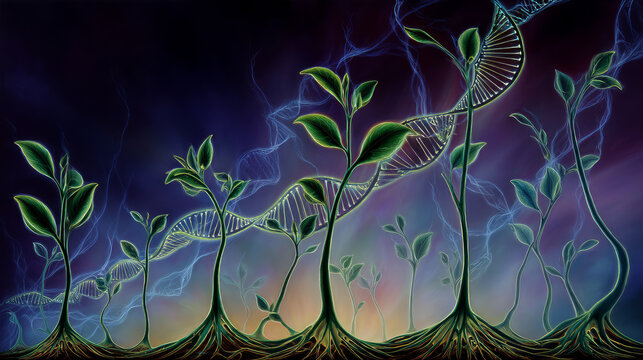 Gene Therapy for Cancer Treatment Concept Cancer therapy with T cells and DNA. Abstract image of human genetics, where glowing DNA mutation threads merge with digital elements