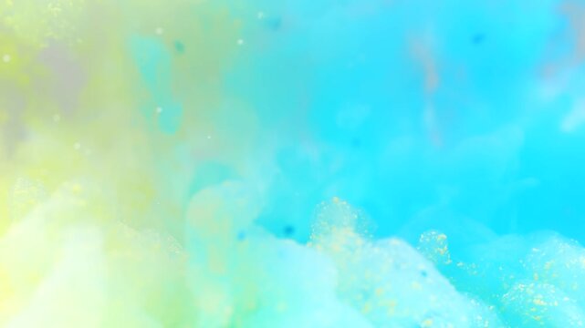 Blue and yellow paint cloud spreading in water on a white background. Premium marketing concept for overlay effects, creative branding, banner and advertising layout design, ecology, beauty, and