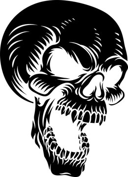 An evil screaming skull reaper shouting illustration