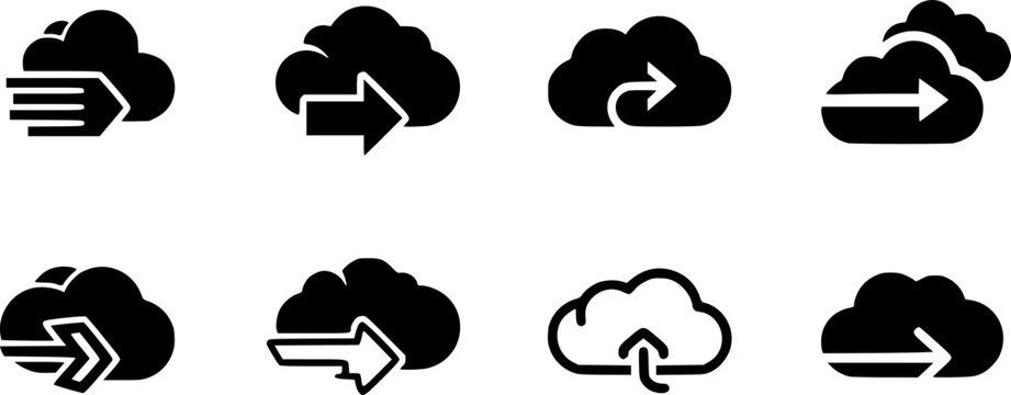 Collection cloud with arrow line icon.