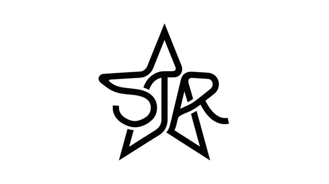 Five-pointed star calligram forming the word STAR