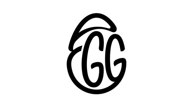 Calligram of the word "EGG" forming an egg shape