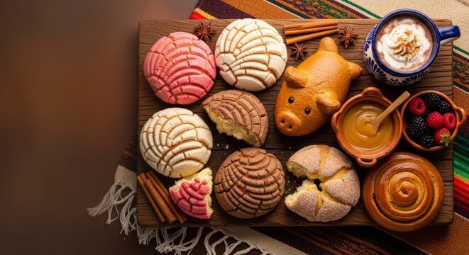 Traditional Mexican sweet breads and coffee.