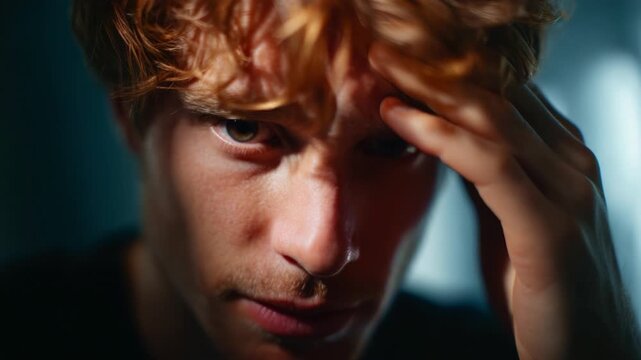 Emotional Struggles: A Captivating Portrait of a Young Man Facing Internal Conflict, Captured in Two Compelling Frames Showing Tension and Reflection