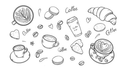 Hand drawn coffee and bakery doodle icons collection © al