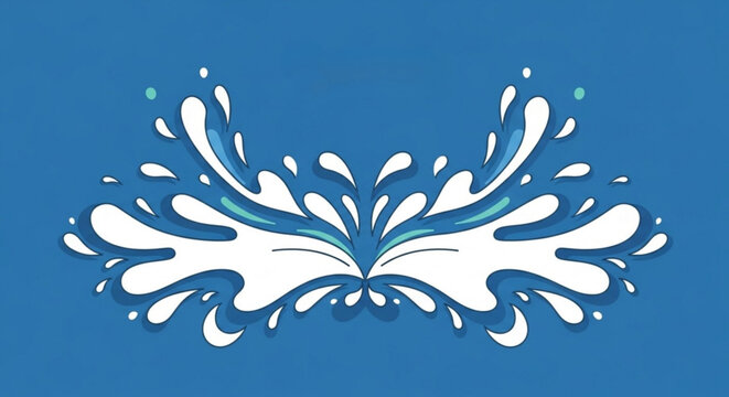 A vector graphic illustration of a white splash on a blue background