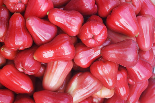 Many fresh ripe rose apple fruits as background	