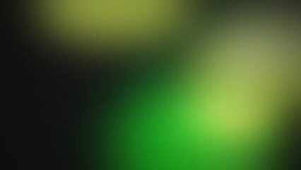 Fototapeta premium Grainy blurred gradient background featuring soft transitions from deep black to vibrant lime green and muted olive tones in a smooth wash