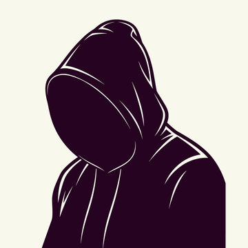Anonymous person wearing a hooded sweatshirt silhouette.