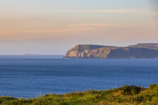 Cargo Ship sails north of Rathlin Island Northern Ireland