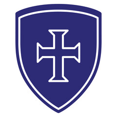 Fototapeta premium Blue Shield with White Cross Symbol.