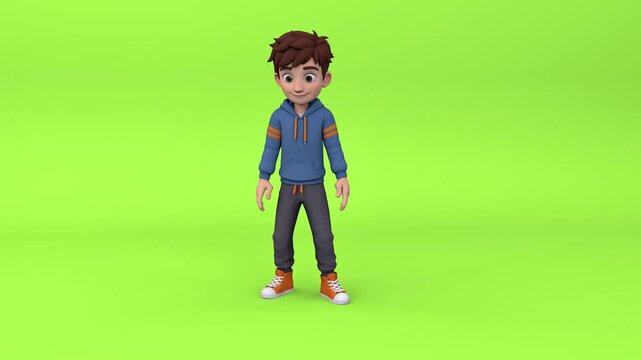 Animated boy character idle animation loop