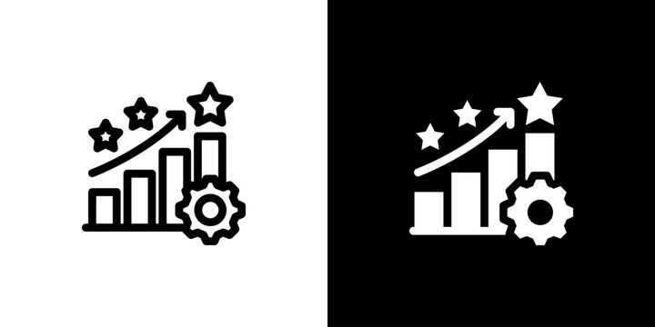 Reputation Management Risk icon concept with flat Black White Background. Vector illustration.