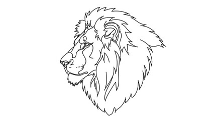 Obraz premium A minimalist line art illustration of a lion's head in profile