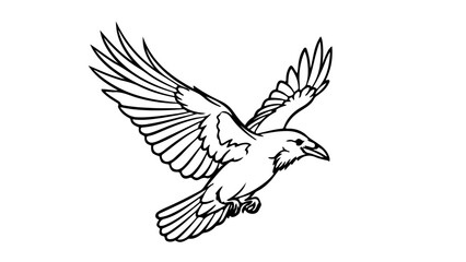 Obraz premium A minimalist black and white illustration of a bird in flight with outstretched wings