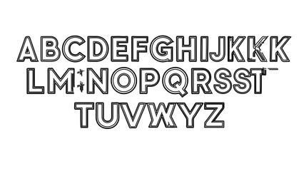 Fototapeta premium A vector graphic illustration of the alphabet in a bold, outlined font style
