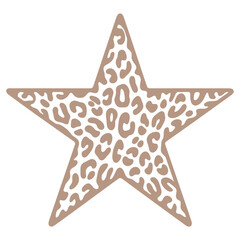 A star shaped icon with a leopard print design on a white background © tinybrushcreations