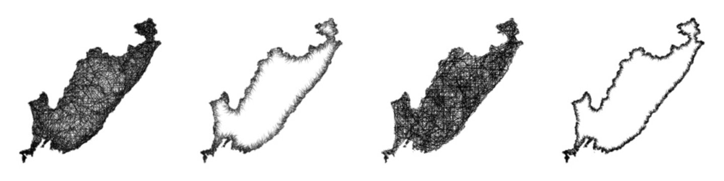 Sketch Primorye outline map design set