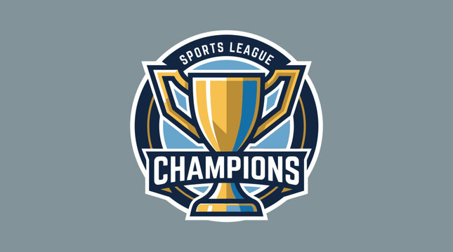 Sports League Champions Trophy Logo Design for Award Ceremony and Victory Celebration