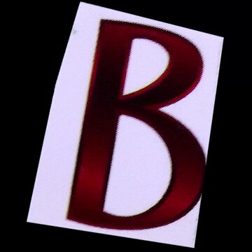 3D render of a shiny metallic letter B icon symbol made of many glowing colorful spheres for a movie technology concept illustration