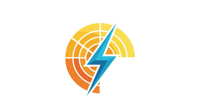 Electric, lightning bolt logo, vector icon, blue and orange gradient