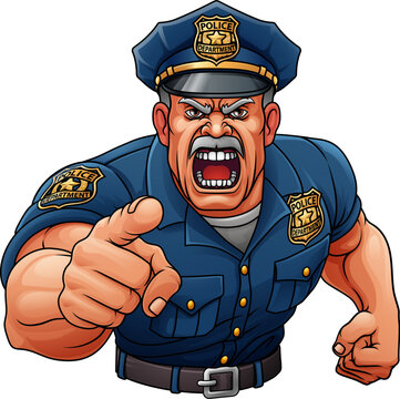 A policeman angry police man cartoon character cop illustration