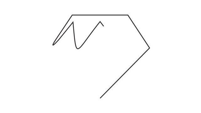 Animated self drawing of continuous line draw of diamond on white background. Full length one line animation. 4K		
