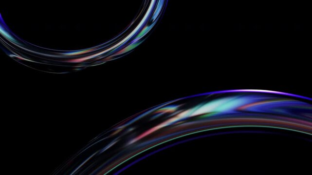 Colorful dispersion effect glass with black background, Looped animation 3d rendering