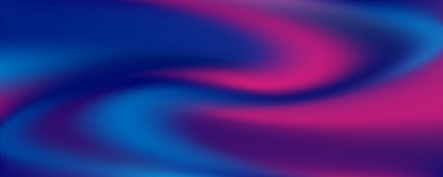 Abstract blue and purple liquid wavy shapes futuristic banner. Glowing retro waves vector background