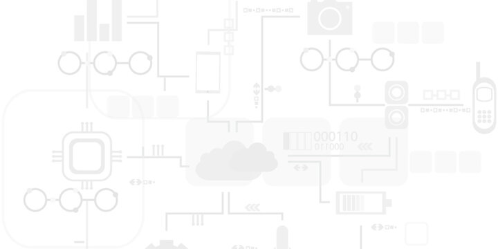 Abstract technology background with a light gray monochrome palette featuring interconnected circuit lines, cloud computing symbols,
