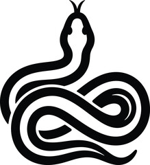 Fototapeta premium A black and white image of a coiled snake with a distinctive head