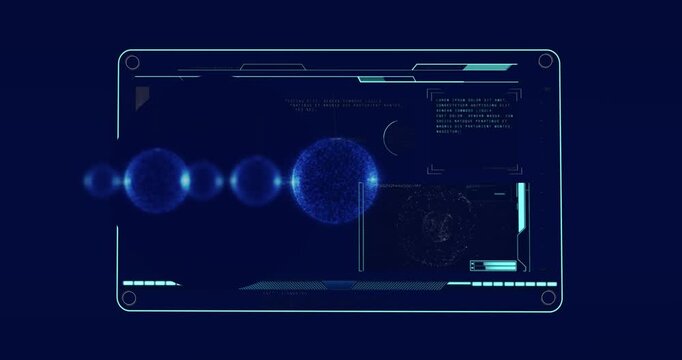 Animation of baubles over data processing on black background
