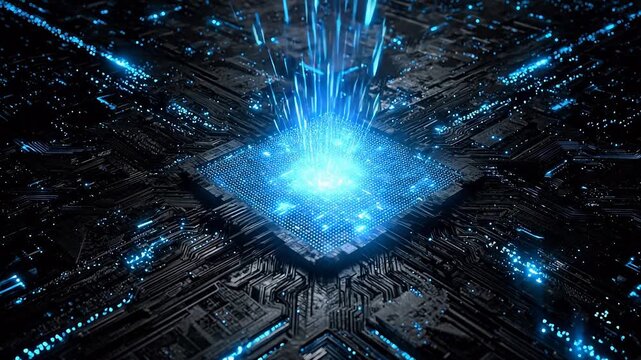 Microchip with glowing circuitry