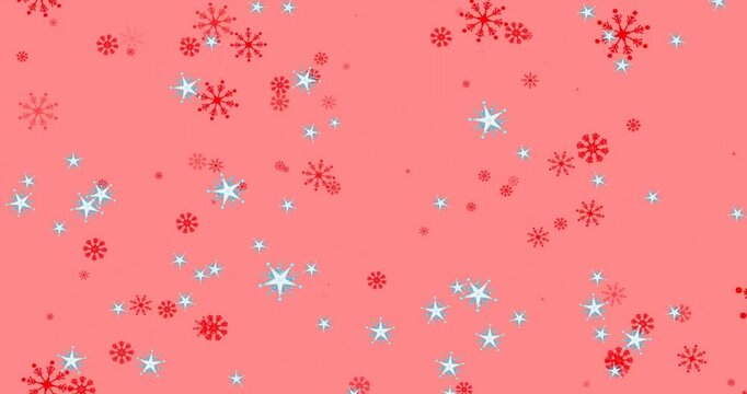 Animation of snow falling over red background