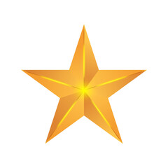 Obraz premium Shiny golden five-pointed star symbol representing awards, excellence, and premium quality. Ideal for ratings, badges, certifications, product highlights, and service recognition in branding.